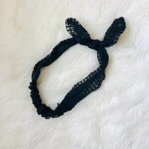 black sheer mesh bow headband